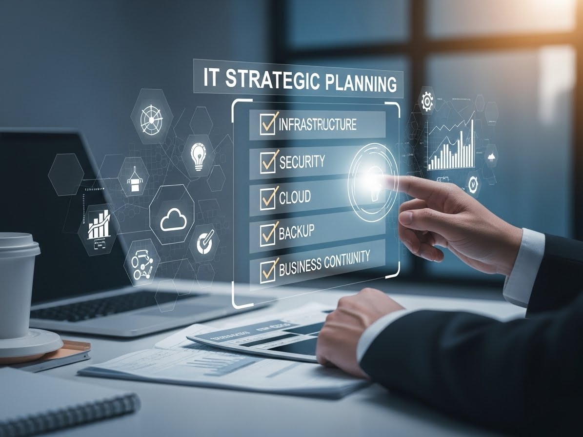 Checklist de planejamento estratégico de TI com foco em infraestrutura, segurança, cloud, backup e continuidade de negócios